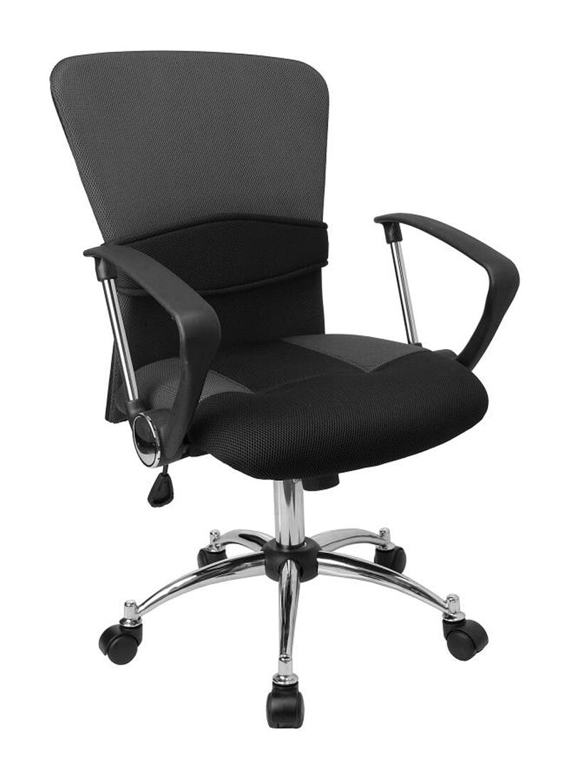Mindy Mid-Back Grey Mesh Swivel Task Office Chair with Adjustable Lumbar Support and Arms image number 1