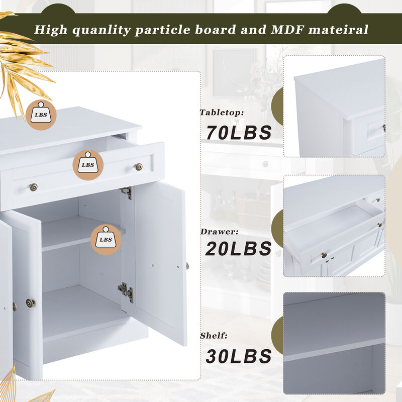 Merax White Sideboard Storage Buffet Cabinet with 2 Drawers