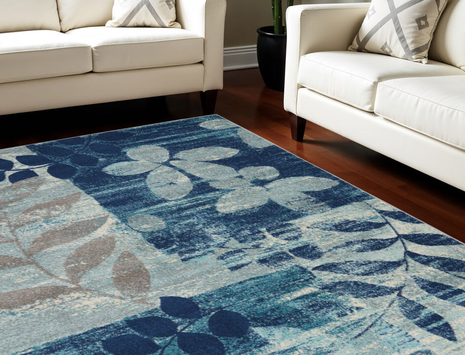 HomeRoots Botanical Leaves Area Rug