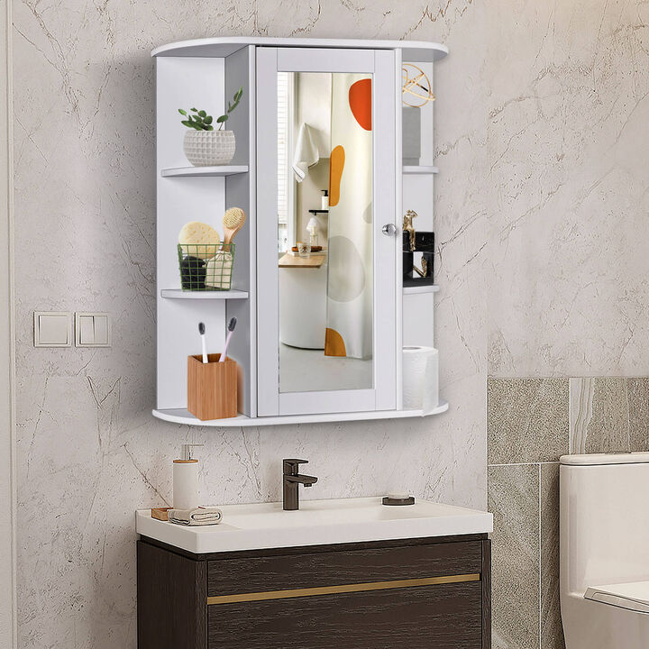 Bathroom Single Door Shelves Wall Mount Cabinet with Mirror