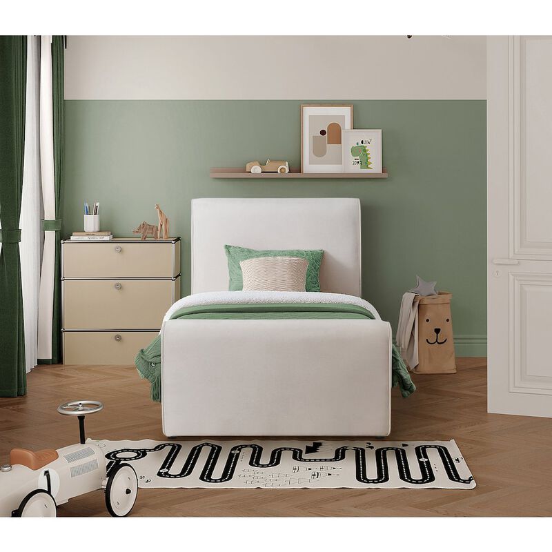 Meridian Furniture Sloan Cream Velvet Twin Bed