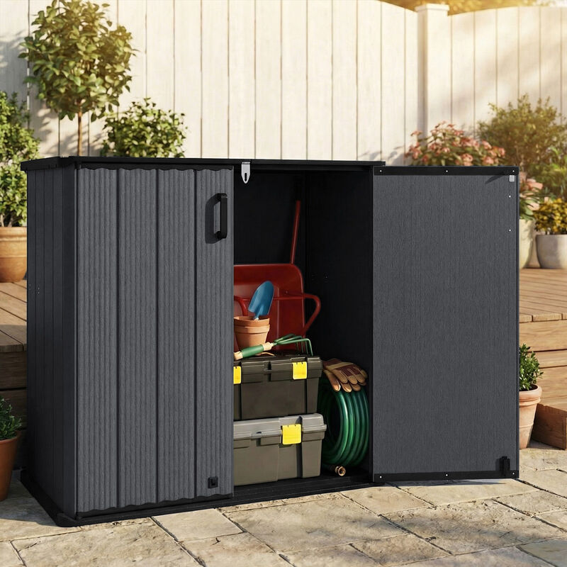 Outdoor 23.5 Cu.ft All Weather Storage Box with Floor and Lockable Door for Patio Organization image number 2