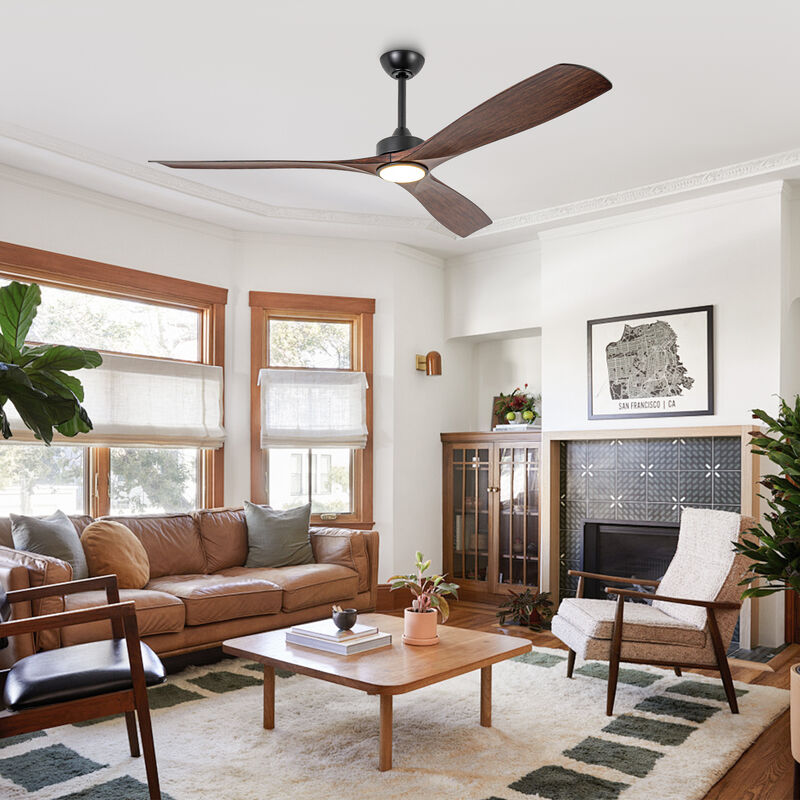 60" Large Modern Ceiling Fan with Dimmable LED Lights, DC Motor, 6 Speeds, Remote Control