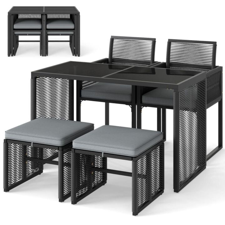 Hivvago 5 Pieces Outdoor Conversation Set with Removable Cushions for Backyard Porch