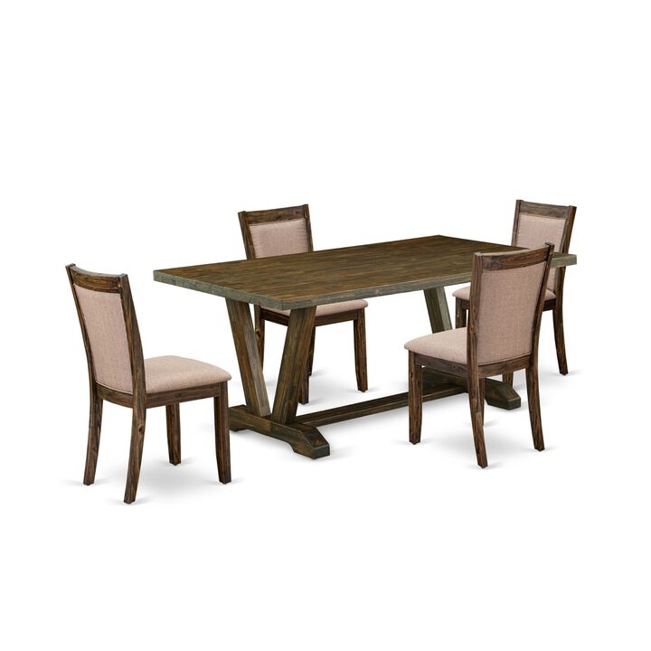 East West Furniture V777MZ716-5 5Pc Dining Room Set - Rectangular Table and 4 Parson Chairs - Multi-Color Color