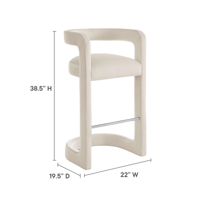 Modway Winslow Performance Velvet Bar Stool in Alabaster image number 2
