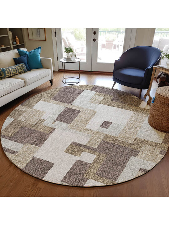 Portico PO3 Brown 8' Round Rug