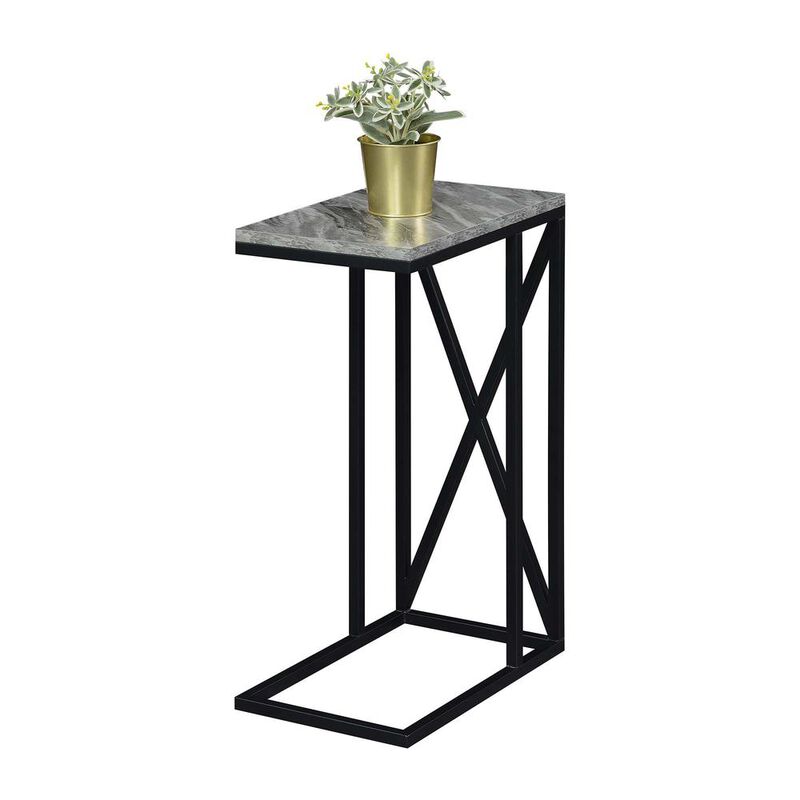 Convenience Concepts Tucson C End Table, Gray Marble/Black