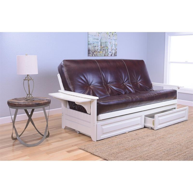 Phoenix Frame-Antique White Finish-Oregon Trail Java Mattress-Storage Drawers