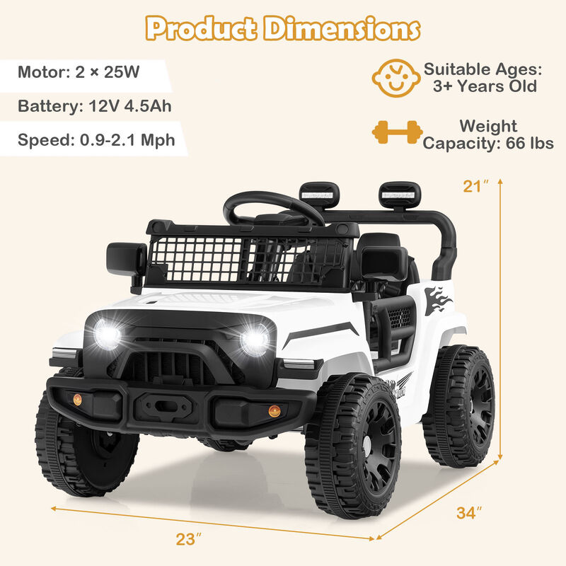 12V Battery Powered Kids Ride-On Truck Vehicle for Outdoor Play image number 2