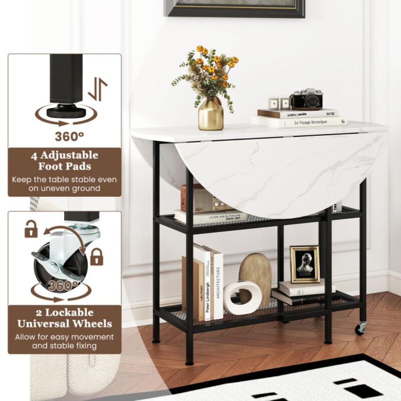 Hivvago Folding Round Dining Table with Lockable Wheels