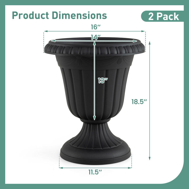 4 Pack Tall Planters with Pedestal Stand and Drainage Hole image number 2