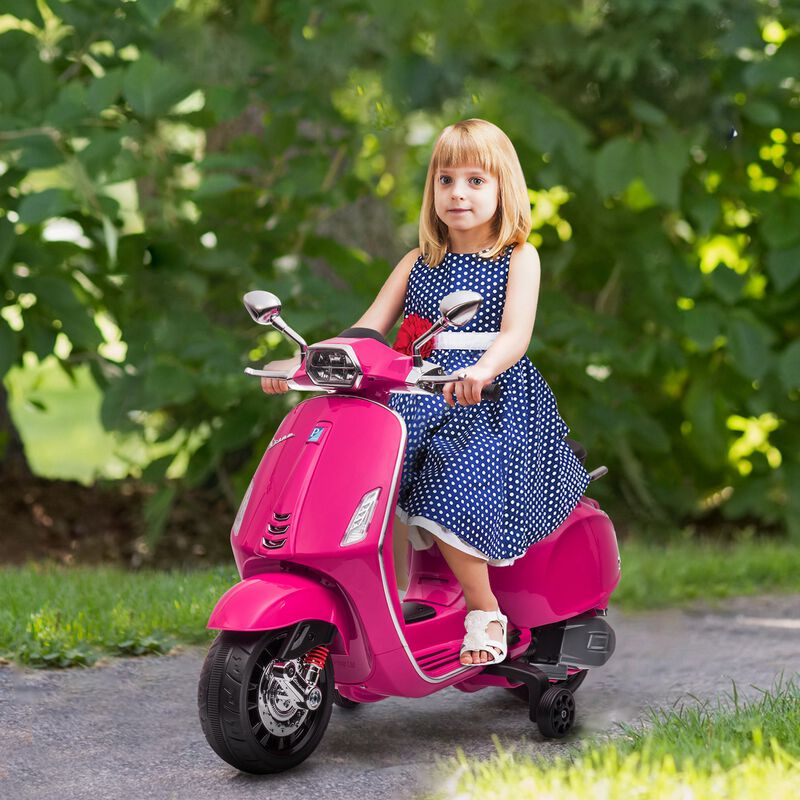 BreeBe Vespa Licensed Kids Motorcycle 6V Toddler Motorcycle with Music, FM Radio, Headlight image number 1