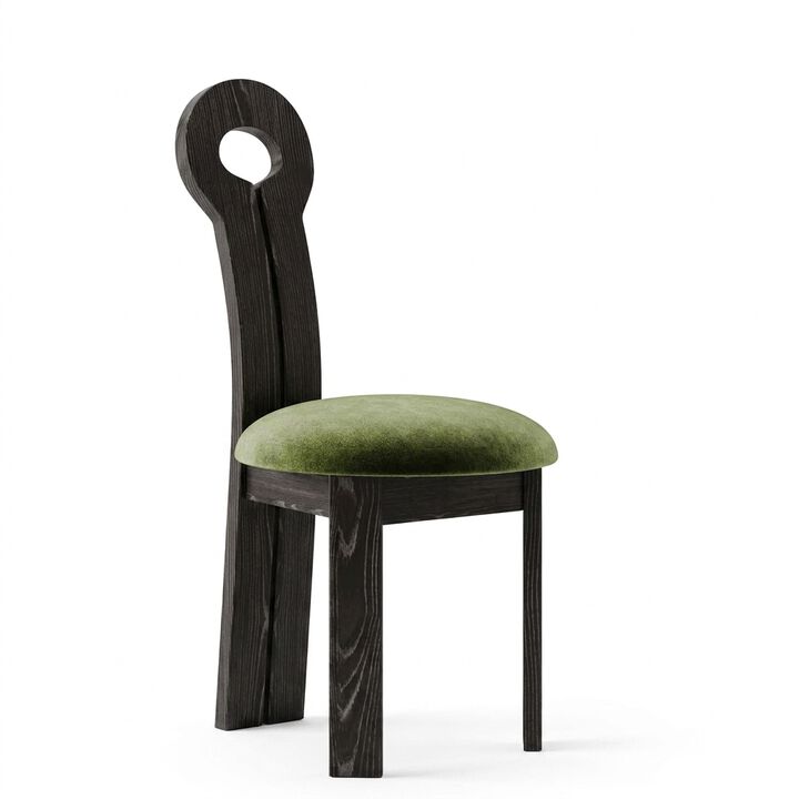 Upholstered Sculptural Modern Dining Chair (Set of 2)