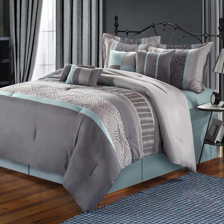 Chic Home Euphoria Bed In A Bag Comforter Set - 8-Piece - King 110x90", Grey