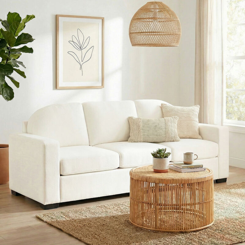 Merax Modern Curved Back Chenille 3-Seater Sofa with Pocket Spring Cushions image number 2