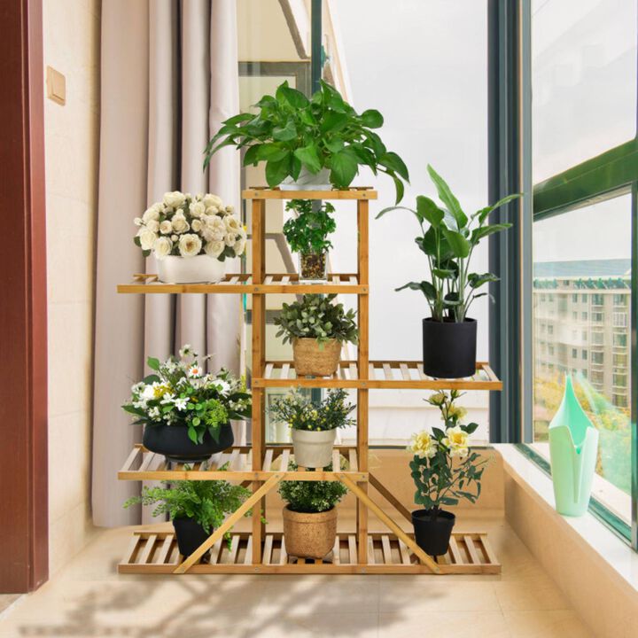 Hivvago 5-tier 10 Potted Bamboo Plant Stand