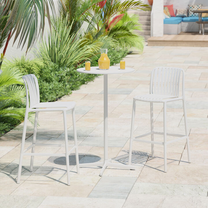 WestinTrends 29.5" Outdoor Modern Polypropylene Plastic Patio Bar Height Stools (Set of 2)