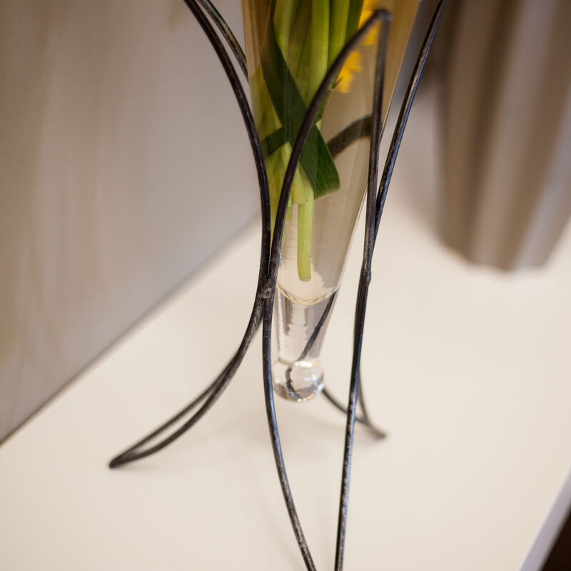 Amphora Vase on Half Moon Metal Stand