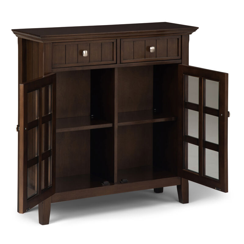 Acadian SOLID WOOD 36 inch Wide Transitional Entryway Storage Cabinet in Natural Aged Brown