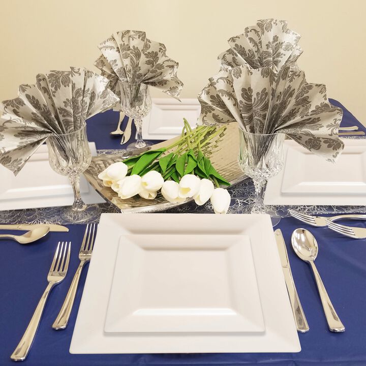 Ivory Square Plastic Plates Dinnerware Value Set (40 Sets)