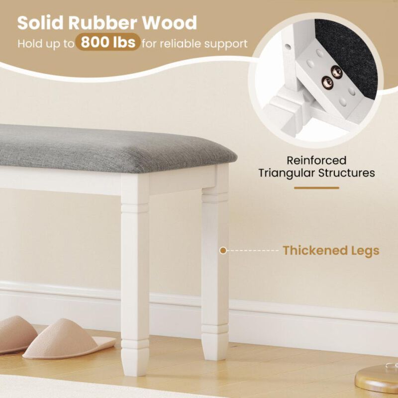 Hivvago Upholstered Bedroom Bench with Padded Seat and Solid Wood Legs