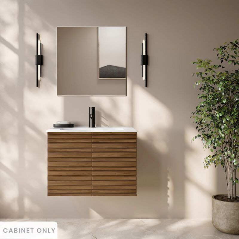 Cascade 30" Wall-Mounted Bathroom Vanity Cabinet without Top in Brown Oak image number 1