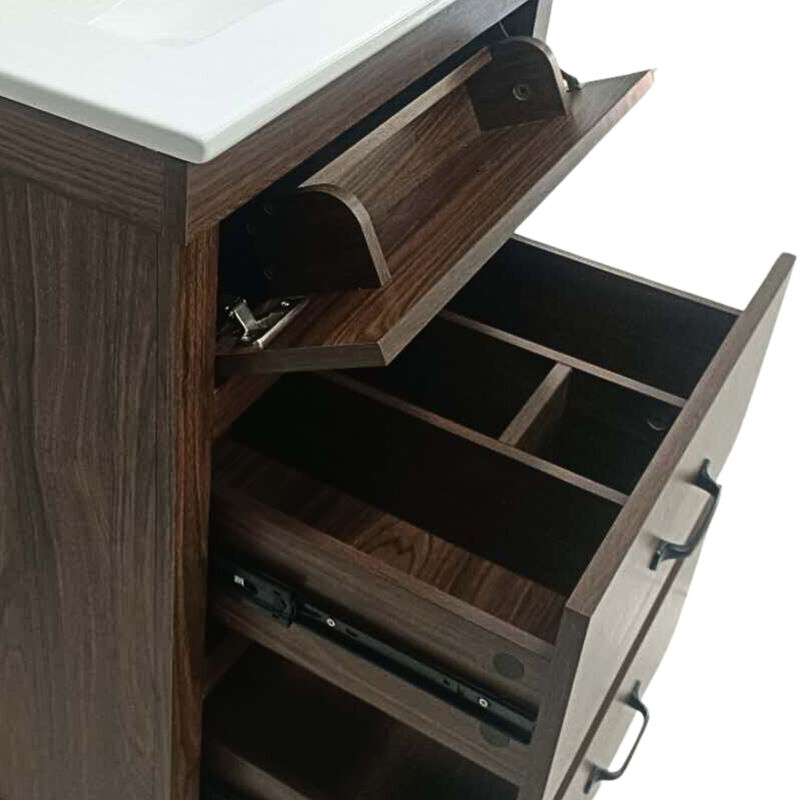 Donovan 24" Single Bathroom Vanity with Two Drawers, Walnut image number 4