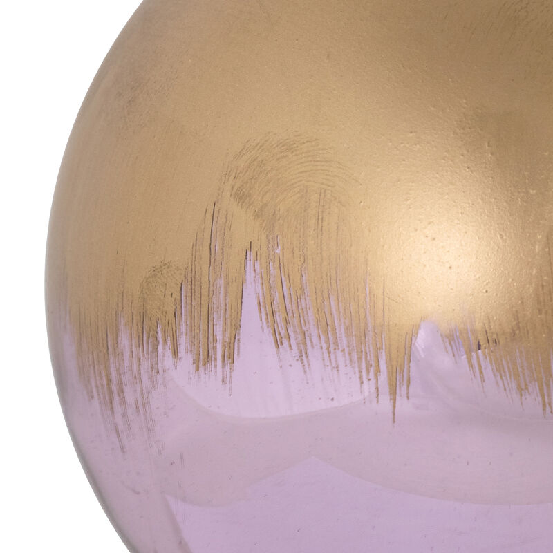 3.5" Brushed Matte Gold and Shiny Lavender Glass Ball Christmas Ornament image number 2