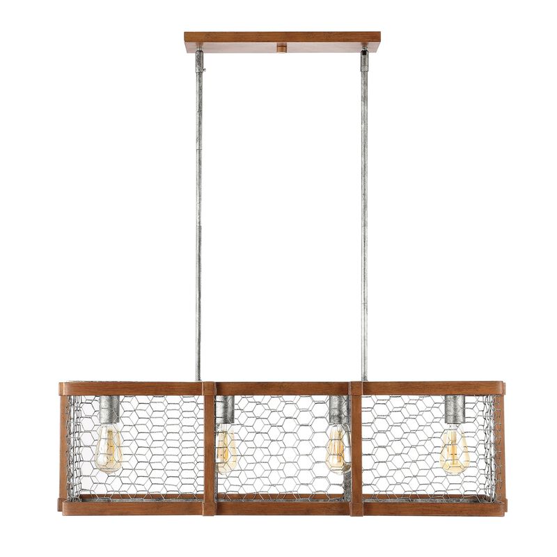 Gaines Linear 4-Light Adjustable Iron Rustic Industrial LED Pendant