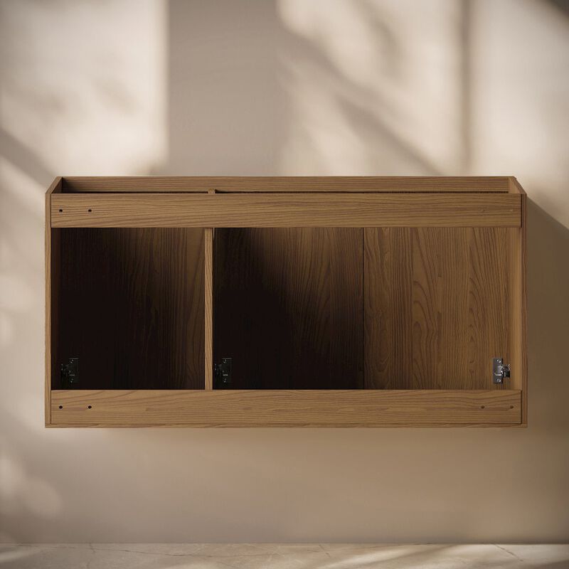 Cascade 48" Wall-Mounted Bathroom Vanity Cabinet without Top in Brown Oak image number 3