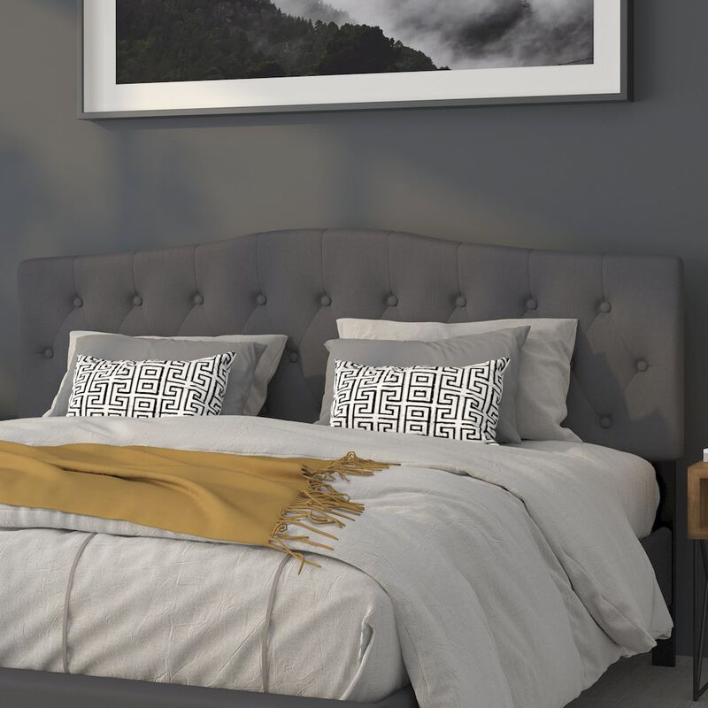 Flash Furniture Tufted Upholstered King Size Headboard in Dark Gray Fabric image number 7