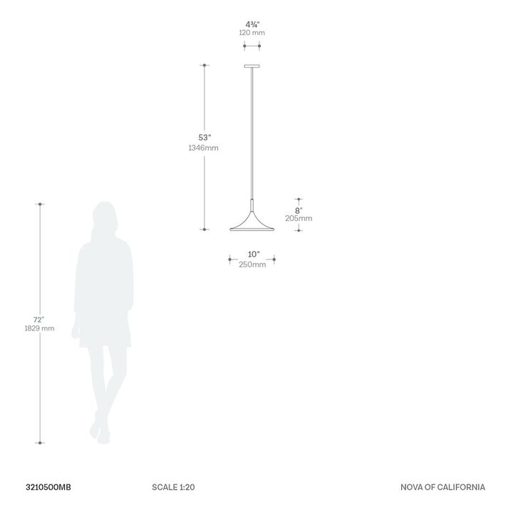 NOVA OF CALIFORNIA Lodi Pendant Light Small - Matte Black, Walnut