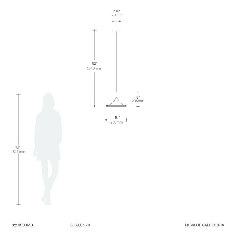 NOVA OF CALIFORNIA Lodi Pendant Light Small - Matte Black, Walnut