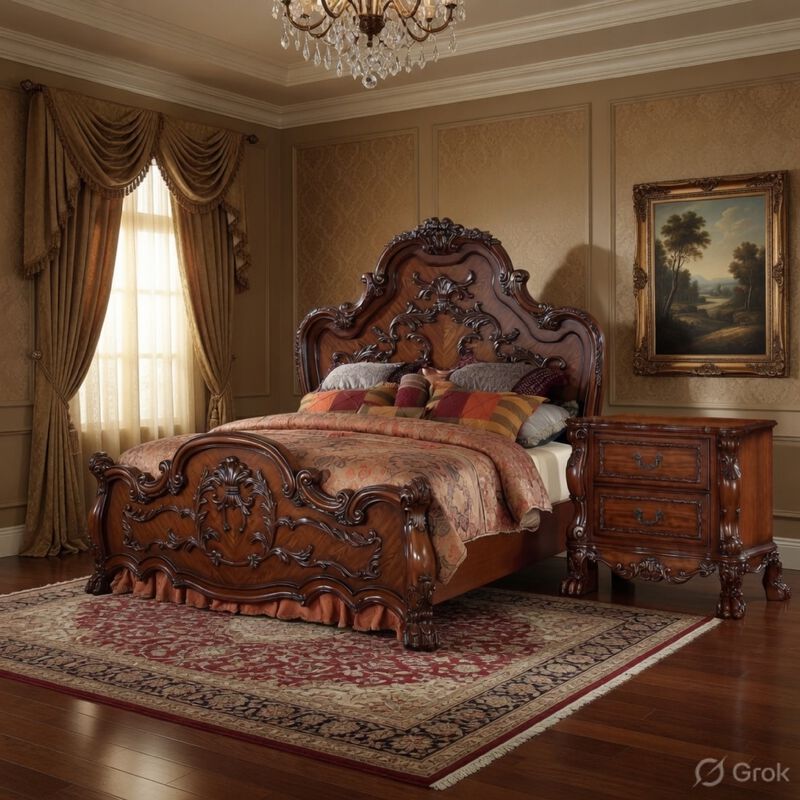 Queen Size Bedroom Set, Brown Finish, 2-Piece Set with Bed and Nightstand image number 8
