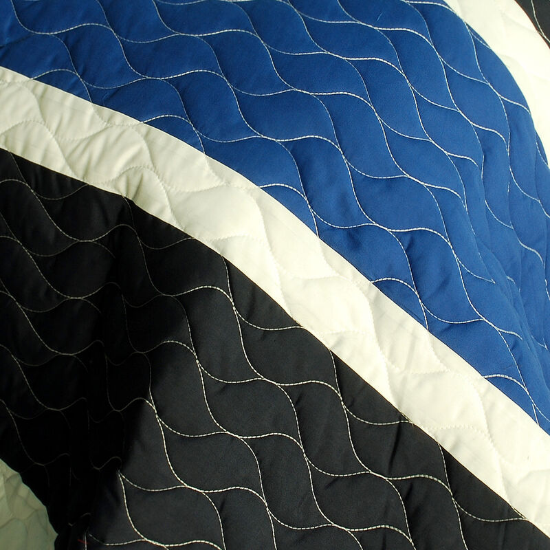 3 Piece Vermicelli Quilted Patchwork Quilt Set Knight Collection image number 2
