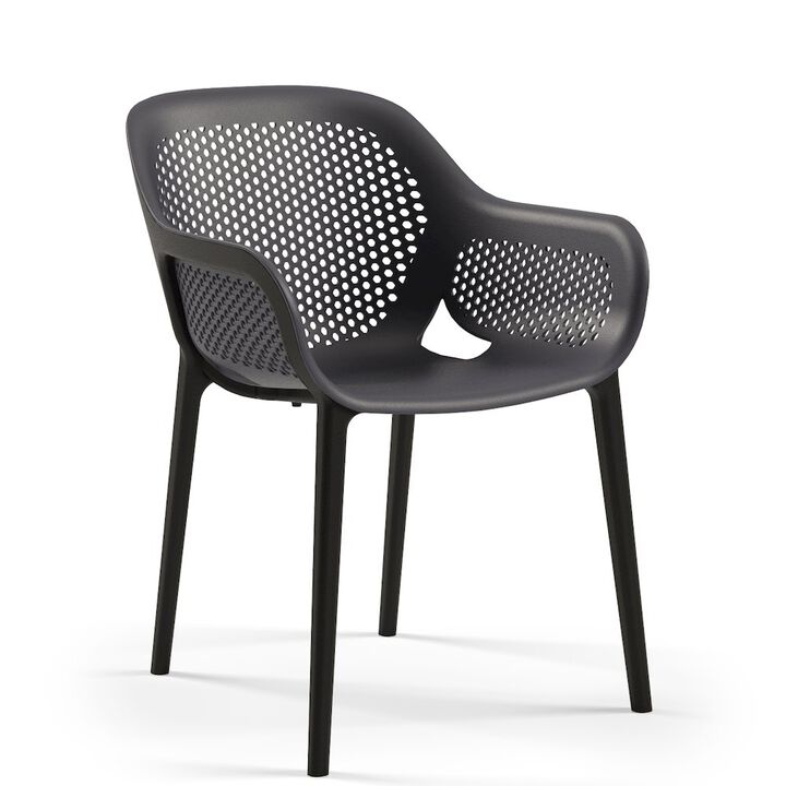 Omax Decor Atra Resin Patio Dining Chair in Anthracite Black - (Set of 2)