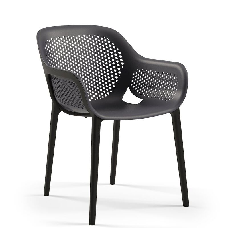 Omax Decor Atra Resin Patio Dining Chair in Anthracite Black - (Set of 2)