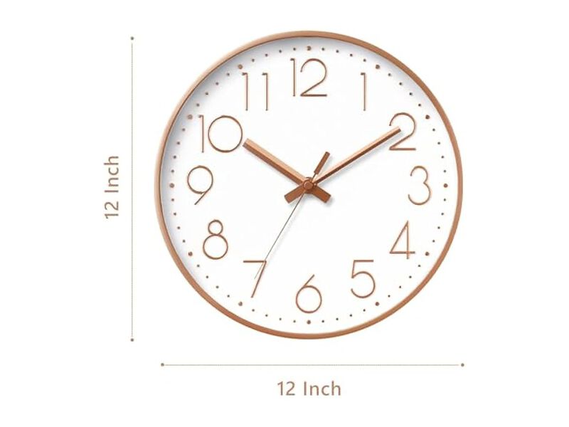 Gold Wall Clock 12 Inch Silent Non Ticking Modern Battery Operated image number 2
