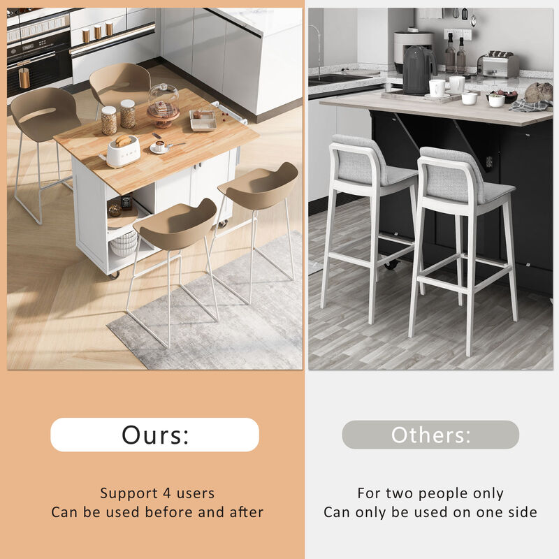 Merax Kitchen Island with Foldable Counter Top and Towel Rack