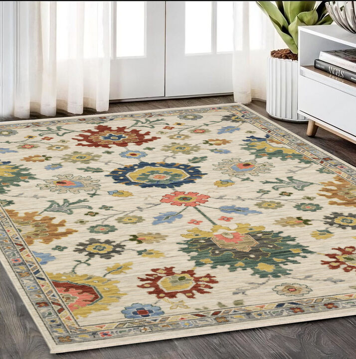 HomeRoots Oriental Area Rug With Fringe