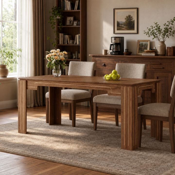 Whisen Dining Table with Groove Legs, MDF Space-Saving for Kitchen Living Room