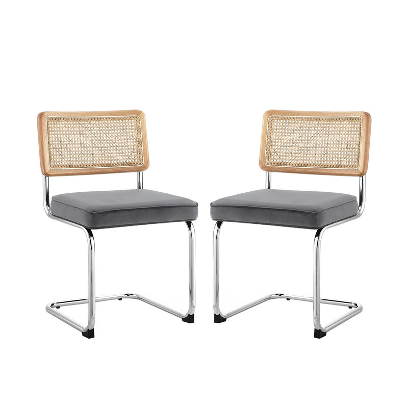HomeRoots Set of Two Gray and Silver Upholstered Velvet Dining Side Chairs image number 0