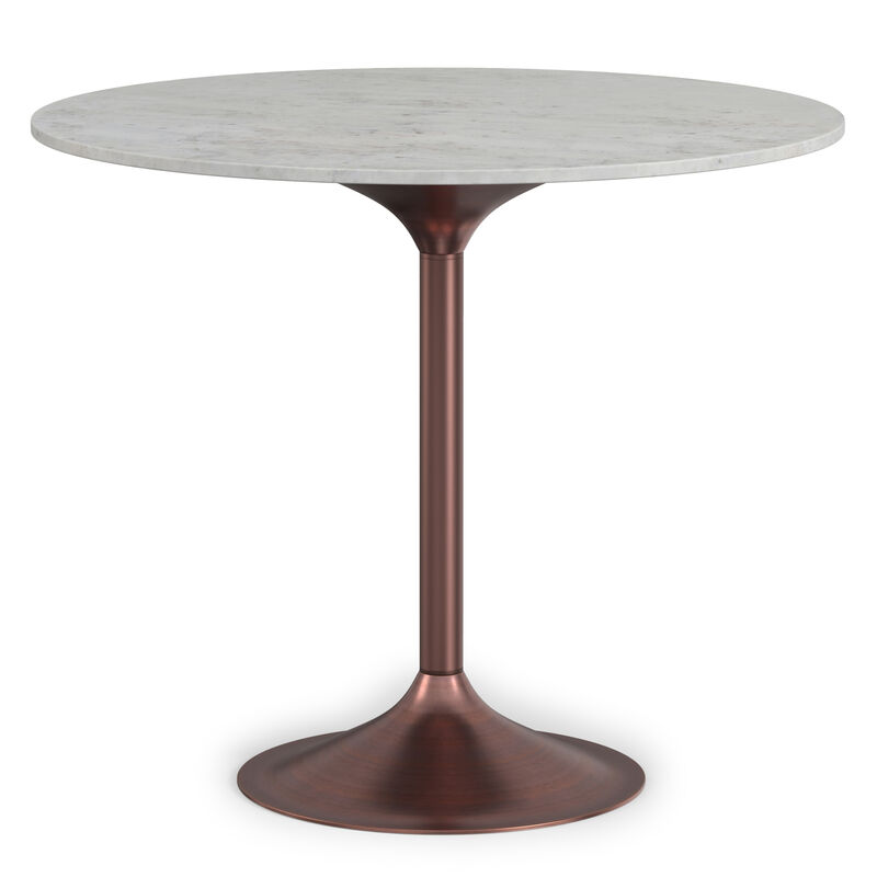 Osborne 36 inch Wide Genuine Marble and Iron Contemporary Dining Table in White/Antique Copper image number 0