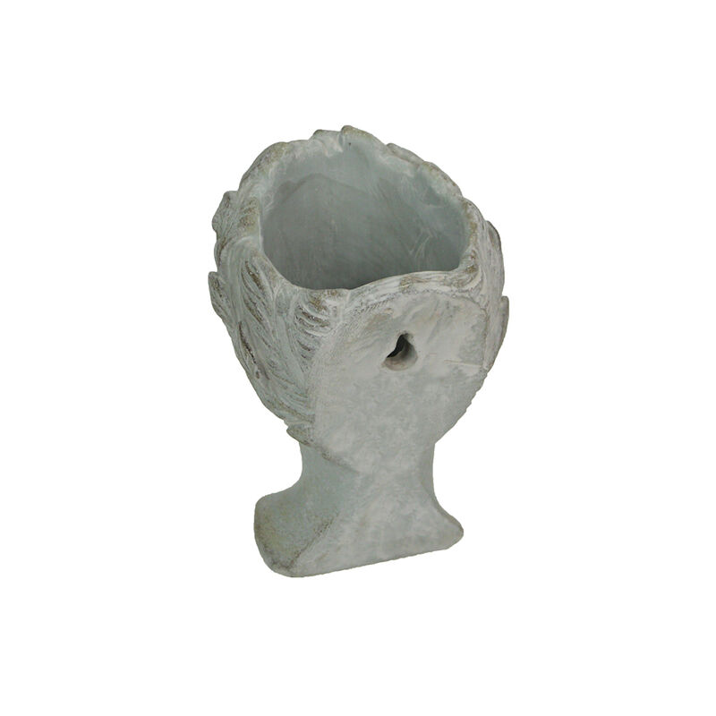 Weathered Gray Greek Lady Statue Wall Mount Cement Head Planter 6 Inches High image number 3