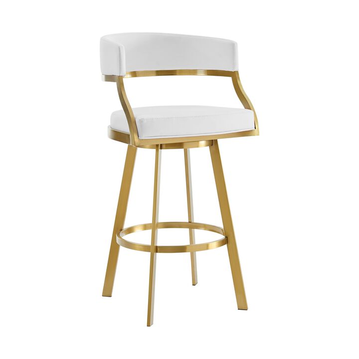 Saturn Swivel Counter or Bar Stool in Metal and Faux Leather