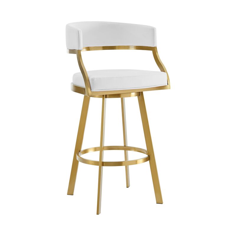 Saturn Swivel Counter or Bar Stool in Metal and Faux Leather