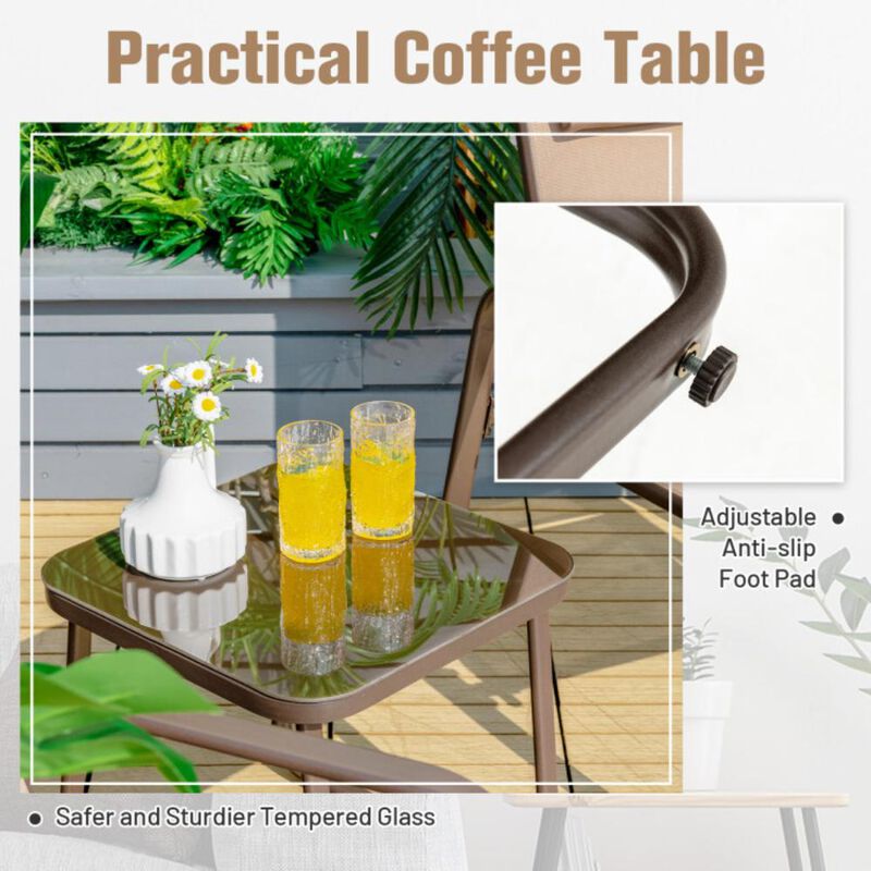 Hivvago 3 Pieces Stackable Patio Bistro Conversation Set with Adjustable Backrest