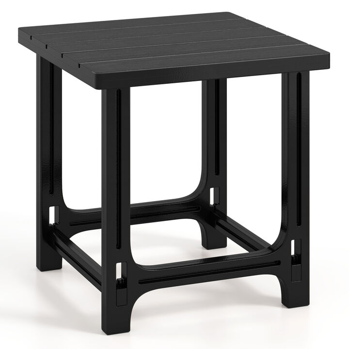 18 Inch Patio Adirondack Side Table with Slatted Top Outdoor End Table