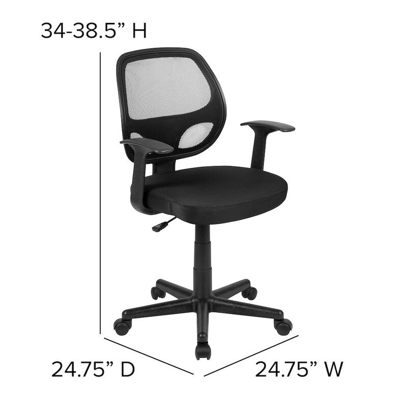 Flash Furniture Fundamentals Mid-Back Black Mesh Swivel Ergonomic Task Office Chair with Arms image number 3